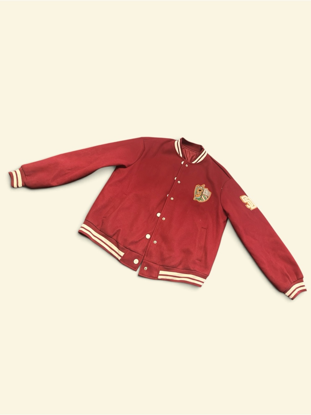 Red Varsity Jacket with scooby Patch